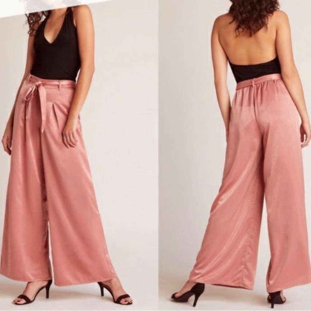 Dusty Rose Satin wide leg pants